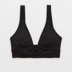 Aerie Wide Rib Longline Plunge Ring Bikini Top